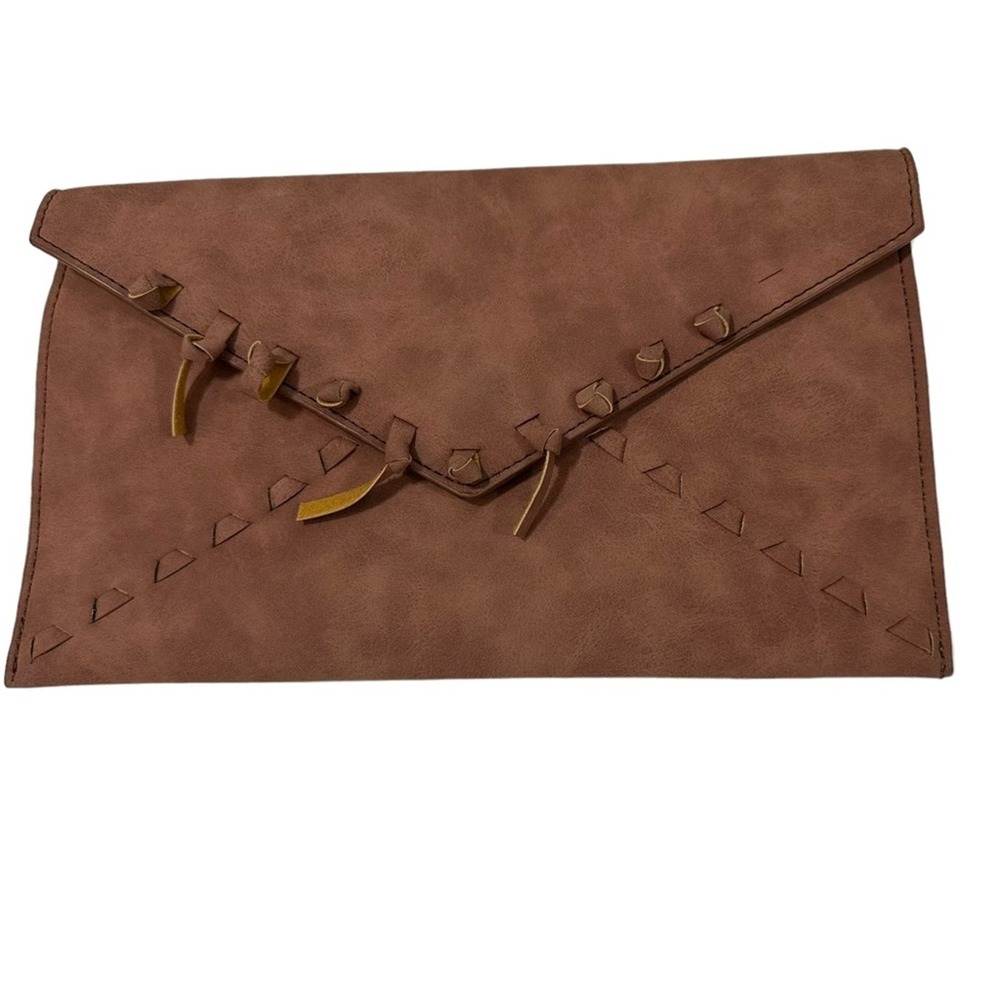 Danielle Nicole Pink Faux Suede Envelope Clutch ONE Size Vegan Friendly